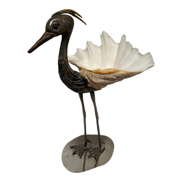 Gabriella Binazzi Bird With Shell Sculpture, Circa 1970's For Sale