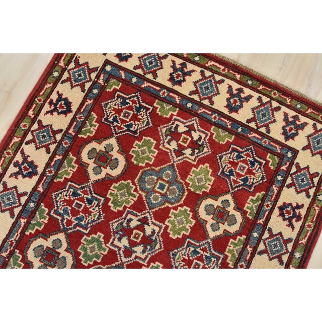 Kazak Runner 2'8'' X 9'8'' Red Wool Tribal Geometric Hand-Knotted Oriental Rug For Sale In Philadelphia - Image 6 of 12