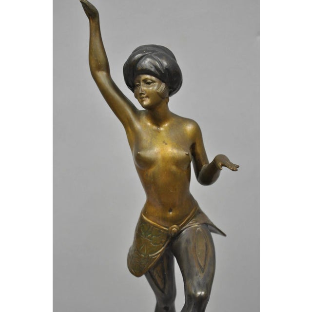 Vintage Reproduction French Art Deco Style Bronze Flapper Dancer Figure Statue For Sale - Image 10 of 17