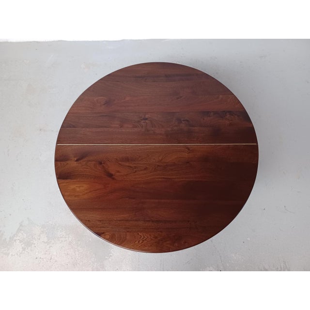 Danish Circular Handcrafted Foldable Mahogany Coffee Table, 1960s For Sale - Image 6 of 11