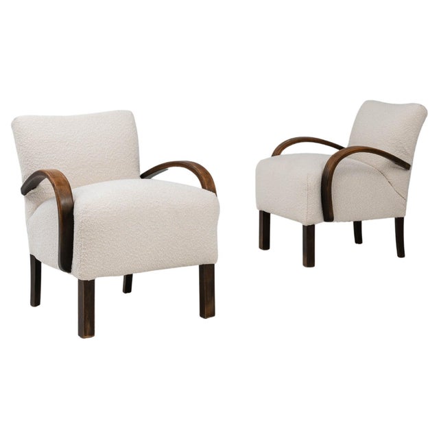 1950s Czech Cocktail Upholstered Armchairs H-237 By J. Halabala - A Pair For Sale - Image 15 of 18