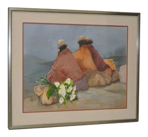 Latin American Women W/ Calla Lilies Original Watercolor by Sabine