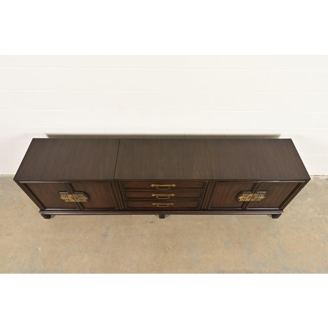John Stuart for Mount Airy Hollywood Regency Chinoiserie Monumental Mahogany and Brass Sideboard Credenza, 1960s For Sale - Image 10 of 13