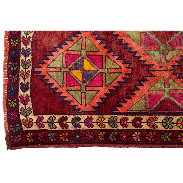 Vintage Persian Hamadan Runner – Geometric Tribal Wool Rug 3x14 For Sale In New York - Image 6 of 10