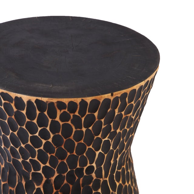 Contemporary Hand Chiseled Black Accent or Side Table For Sale - Image 4 of 5