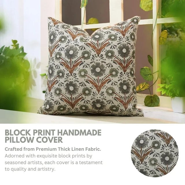 Enhance your home with the timeless elegance of this handmade block print cushion cover from Fabdivine. Made from thick...