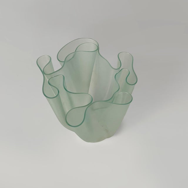 Italian modern glass vase Cartoccio by Pietro Chiesa for Fontana Arte, 1980s Cartoccio vase entirely made of frosted...