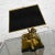 Late 20th Century Neoclassic Brass Lion Low Desk Lamp Rectangular Black Shade For Sale - Image 4 of 13