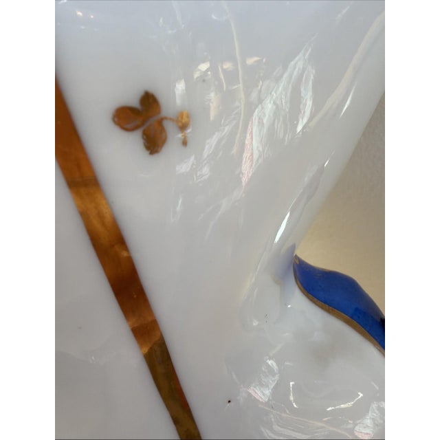 Ceramic Large 19th C Bohemian Porcelain Vase Cobalt Blue Gold Floral Rococo 18” For Sale - Image 7 of 8