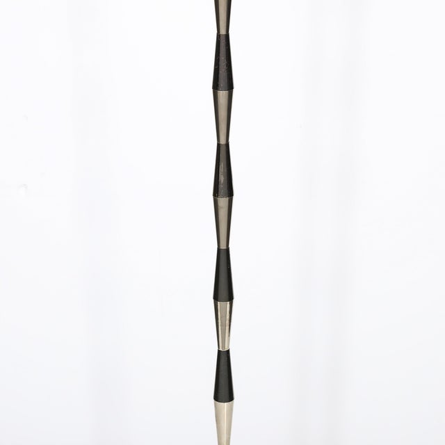 Metal 1960s Pair of MidCentury Geometric Polished Nickel & Gunmetal Floor Lamps by Gio Ponti For Sale - Image 7 of 15