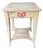 Vintage European Style Hand-Painted Side Table – Italian-Style Cream Finish With Red Bow Motif – Distressed Country Accent For Sale