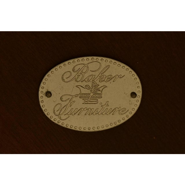 Baker Furniture Federal Inlaid Mahogany Flip-Top Demilune Console Table or Entry Table For Sale - Image 12 of 13