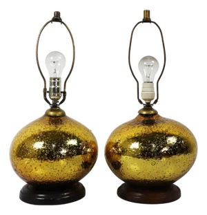 1950s Mexican Modernism Mercury Glass Table Lamps - a Pair