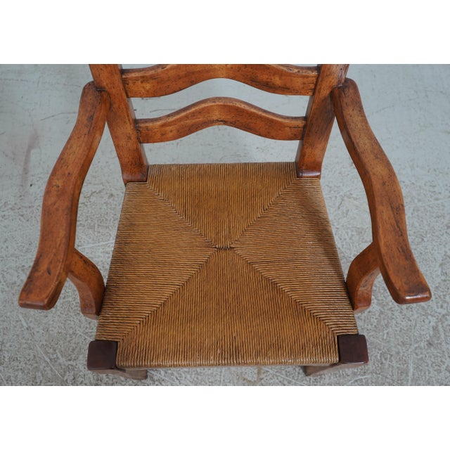 Wood Pair Guy Chaddock Distressed Ladderback Armchairs For Sale - Image 7 of 12