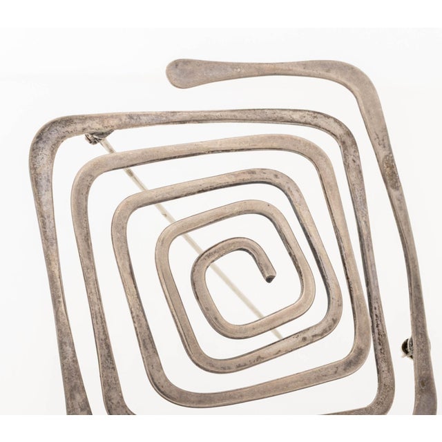 Mid-Century Modern Ed Wiener Geometric Spiral Sterling Silver Brooch For Sale - Image 3 of 11