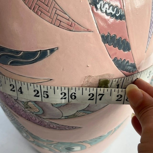 Vintage Chinoiserie Porcelain Ginger Jar Pink Kaiser Style For Sale - Image 4 of 9