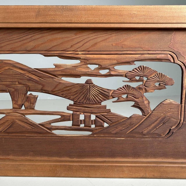 Wood Wooden Ranma Temple Mountain Landscape, Japan, 1920s For Sale - Image 7 of 18