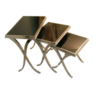 1970s Modern Chrome and Glass Nesting Tables - Set of 3