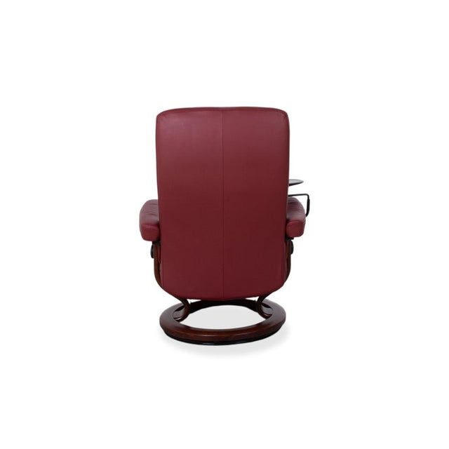 Set of Leather Atlantic Recliner and Ottoman in Red Genuine Leather from Stressless For Sale - Image 15 of 18