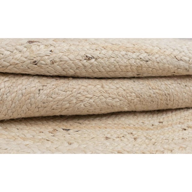 White White Jute Round Hand Made Braided Style Boho Rug 10 Foot For Sale - Image 8 of 10