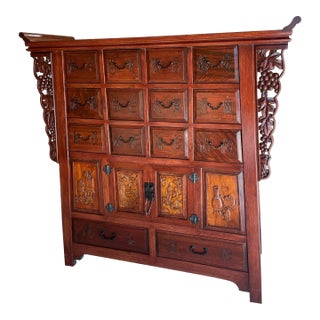1970s Vintage Mahogany Ming Altar Style Tall Chest For Sale