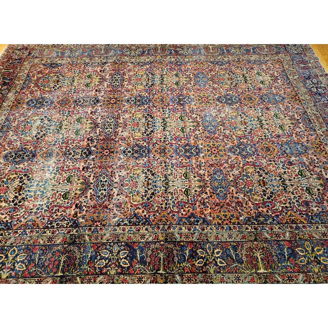 Vintage Oversized Persian Kerman Lavar Rug, Hand-Knotted Wool, Tree of Life Pattern, Red & Blue, 11x15 For Sale - Image 13 of 13