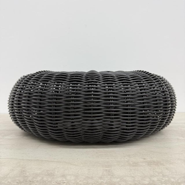Vintage Round Black Woven Plastic Ottoman from Ikea, 1980s For Sale - Image 11 of 18
