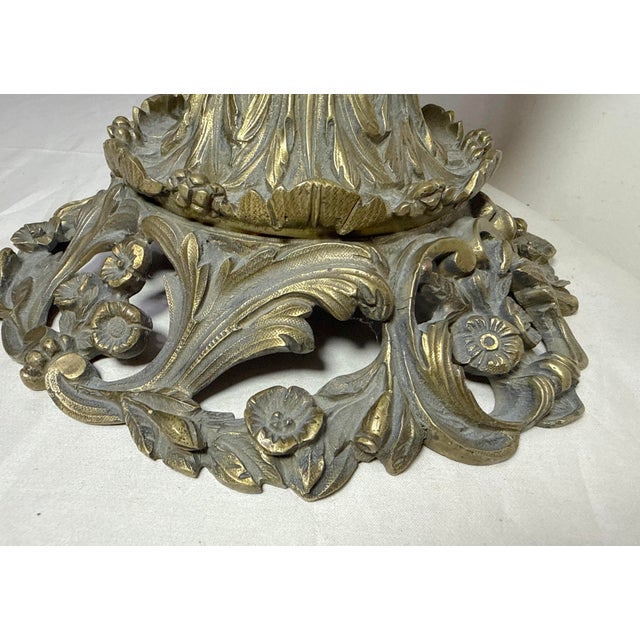 Metal Large Antique Ornate Sevres Painted Porcelain Bronze Electric Table Lamp Vase For Sale - Image 7 of 16
