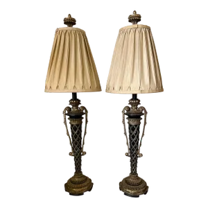Vintage French Hollywood Regency Style Lamps - a Pair