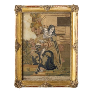 European School Artist, St. Maria, 19th Century, Embroidery Artwork For Sale