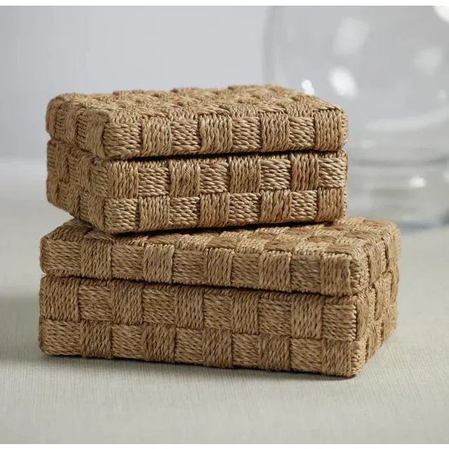Natural Abaca Rope Hinged Box Perfect for the organization in your life. Use on your home desk, bathroom vanity or entry...