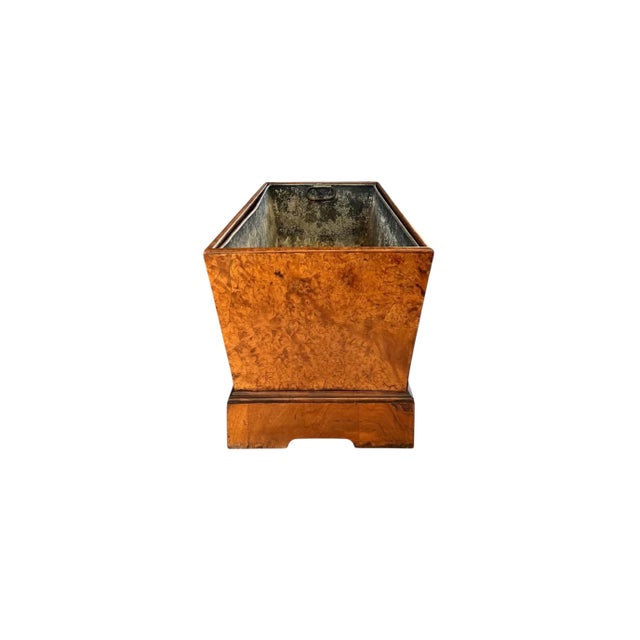 Traditional Early 20th Century English Georgian Style Burl Walnut Floor Planter For Sale - Image 3 of 5