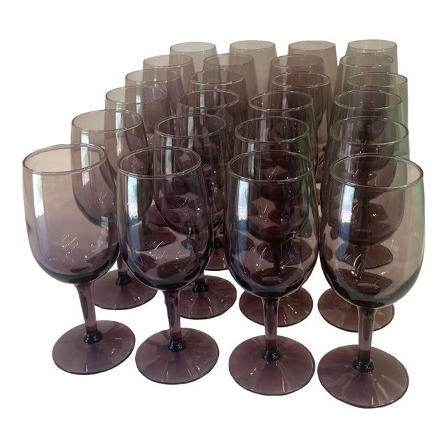 Vintage Amethyst Wine Glasses - Set of 24 For Sale