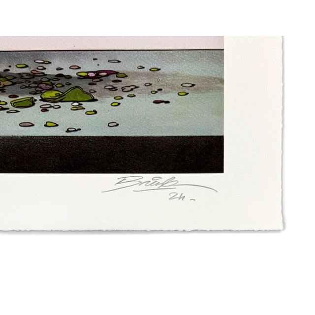 25 color screen print on 300gsm Somerset Satin fine art paper. Hand signed and dated lower right margin by Brusk. Hand...