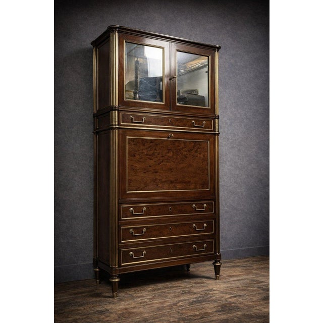 Louis XVI Parisian Guillotine Secretaire in Mahogany and Gilt Brass For Sale - Image 3 of 7