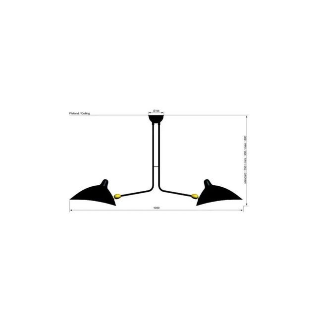 Contemporary Ceiling Lamp 2 Still Arms by Serge Mouille For Sale - Image 3 of 9