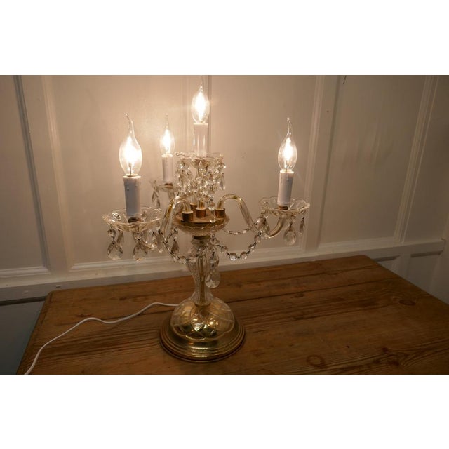 French Brass and Crystal Table Lamp, 1920s For Sale - Image 4 of 7