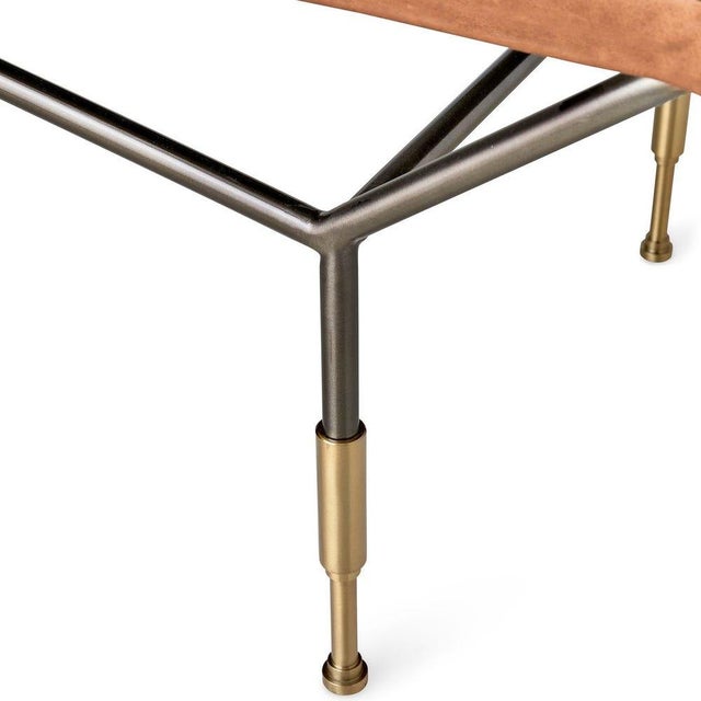 Mid-Century Modern Modern Leather Bench For Sale - Image 3 of 6