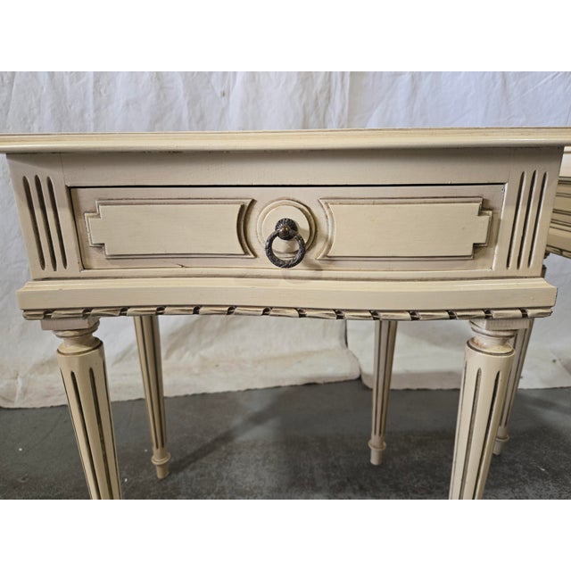 Wood Pair of Vintage Louis XVI Style Painted Nightstands For Sale - Image 7 of 12