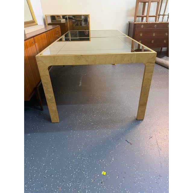 Mid-Century Modern 1980s Henredon Scene Two Burl Wood Mirror Dining Table For Sale - Image 3 of 12