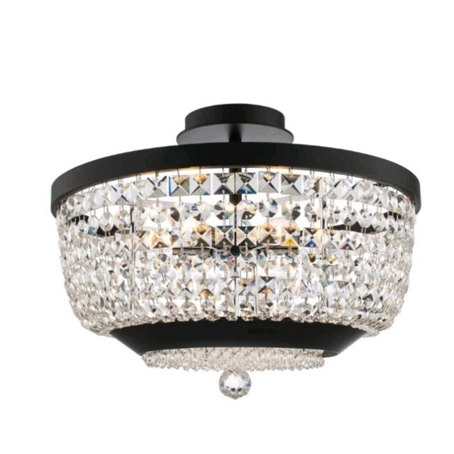 Kalco Semi Flush Mount Crystal, Matt Black - 037345-052-FR001 (18" By 18" By 14" High New in Original Box
