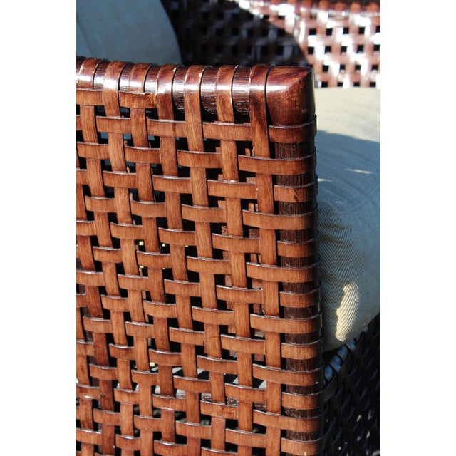 Wood 1990s McGuire Woven Leather Armchair and Ottoman From the Antalya Collection For Sale - Image 7 of 18