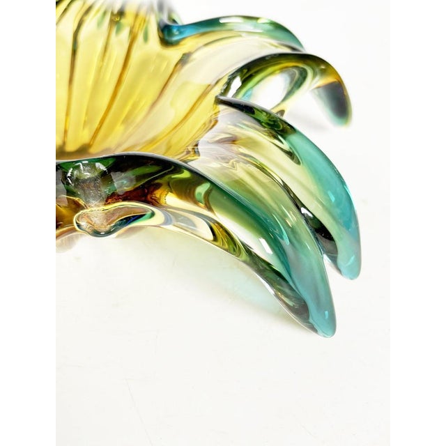 Glass Large Italian Green Art Glass Ashtray, 1960s For Sale - Image 7 of 11