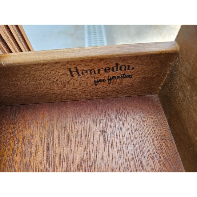 Henredon Walnut Banded Top Two Drawer Side Table For Sale - Image 11 of 11