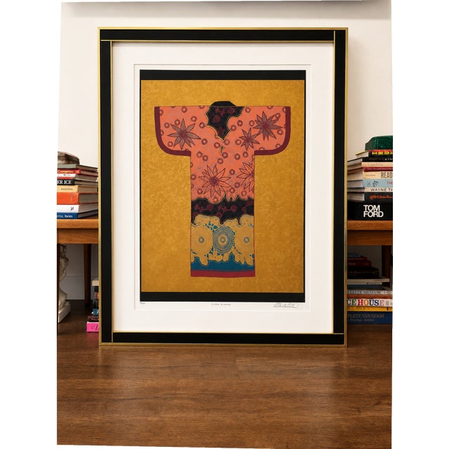 Vintage Signed Limited Edition Floral Gold & Pink Kimono Lithograph Art A striking signed and numbered limited edition...