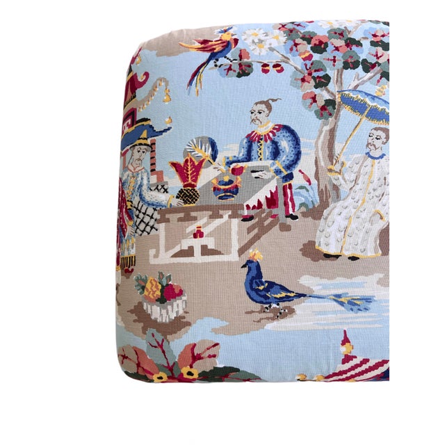 Contemporary Waterfall Bench in Brunschwig and Fils For Sale - Image 10 of 16