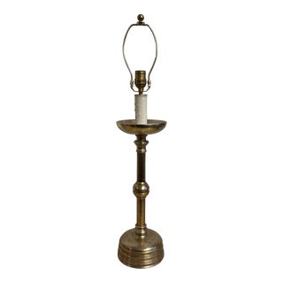 Vintage Rose Tarlow White Gold Giltwood Chinese Candlestick Table Lamp For Sale