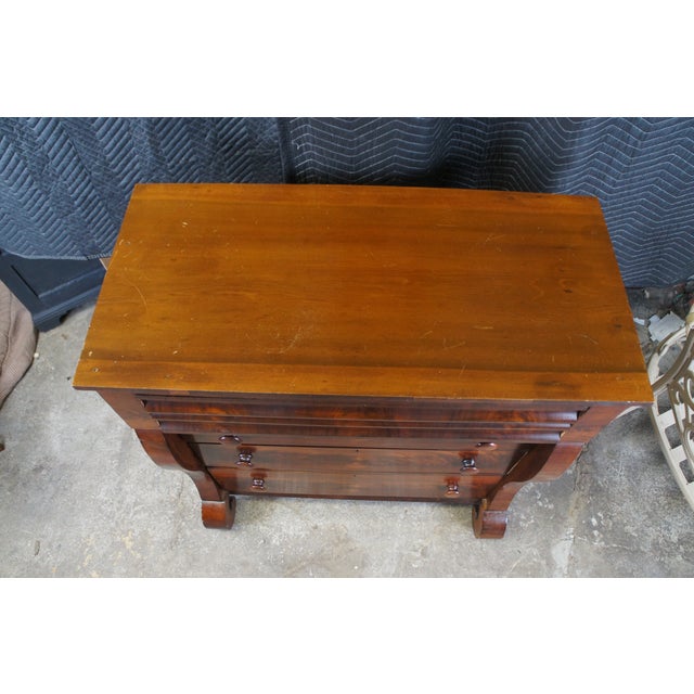 Mid 19th Century Antique American Empire Flame Mahogany Tallboy Dresser Chest of Drawers For Sale - Image 5 of 12
