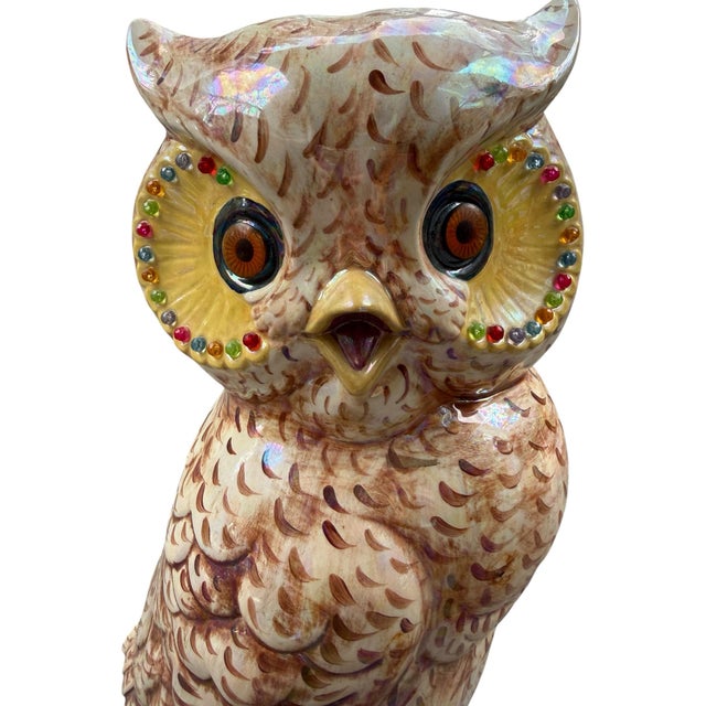Large Vintage Tonalá Mexican Folk Art Owl Sculpture, Signed r.a.f. For Sale - Image 4 of 6