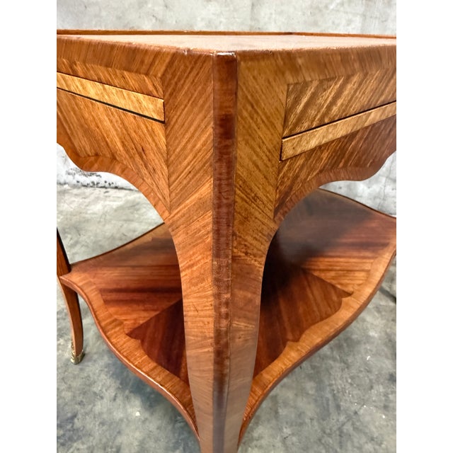 Wood Antique Louis XV Inlaid Parlor Table W Slides France 1880s For Sale - Image 7 of 10